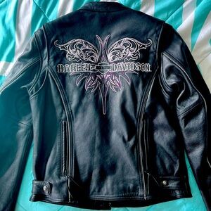 Womens purple Harley Davidson leather jacket - with liner jacket